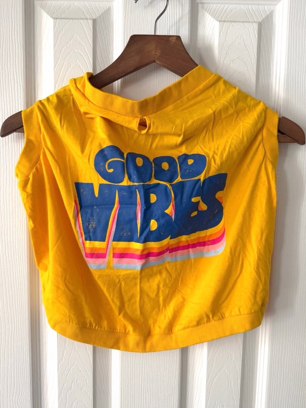 B2G1 FREE Old Navy XL Good Vibes Retro Graphic Dog Tank Top Yellow